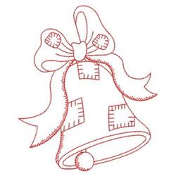 Redwork Patchwork Bell - 4x4 bell redwork embroidery design for Artisan Crafts