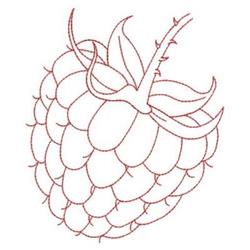 Redwork Raspberry - 4x4 raspberry redwork embroidery design for reusable tote bags