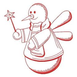 beginner-friendly christmas fairy redwork machine embroidery pattern - Redwork Snowman for patchwork quilt blocks