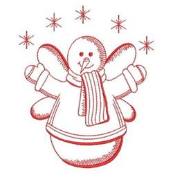 Redwork Snowman - 4x4 fairy redwork embroidery design for decorative pillow covers