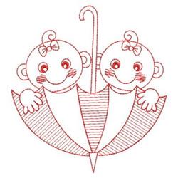 quick stitch twin redwork machine embroidery pattern - Redwork Twins for Patio Decor