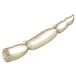 A spool of light beige thread with frayed ends, depicted in clean line art style featuring subtle embroidery details.