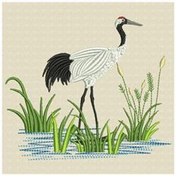 Premium Embroidery Design: Okinawa Crane with Bamboo3 sizes