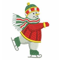 Winter Snowman Skating Embroidery Design