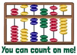 Colorful abacus with vibrant red, yellow, green, and blue beads in a playful design, features 'You can count on me!' text.