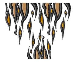 Modern abstract flame patterns showcasing cascading flame-like shapes in warm orange and brown hues with black outlines.
