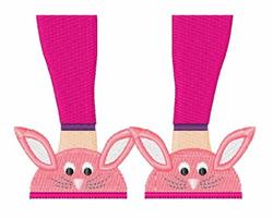 Playful bunny with pink heads and legs, white ears, in a whimsical style for Easter-themed projects.