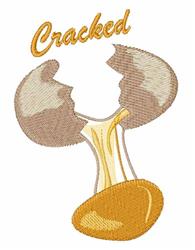 Playful cracked egg with golden yolk, cheerful colors for Easter, and 'Cracked' text stitched above.