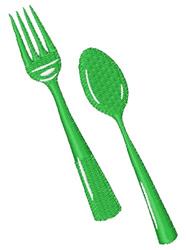 quick stitch spoon machine embroidery pattern - Fork & Spoon for Dining Aprons