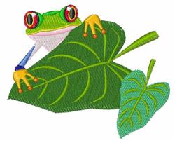 detailed leaf machine embroidery pattern - Frog & Leaf for decorative pillow covers