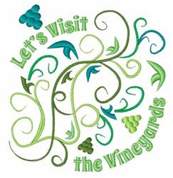 Text design featuring grapevine motifs with lush green vines and playful text, perfect for wine-themed gatherings.