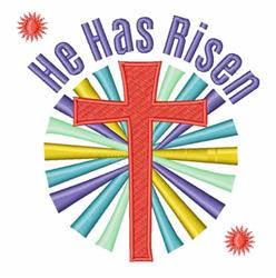 detailed easter cross machine embroidery pattern - He Has Risen for reusable tote bags