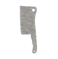 Applique kitchen cleaver in a minimalist modern style, featuring a grey color and distinct handle with a hanging hole.