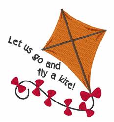 Vibrant orange kite with a playful curve, adorned with red bows, celebrating spring with cheerful text.
