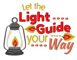 Colorful lantern with vibrant flame and inspirational text ‘Let the Light Guide your Way’ for home decor.