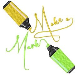 Colorful highlighters in yellow and green overlap, with the playful text 'Make a Mark' in artistic script.