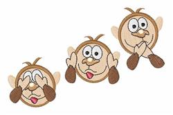 Playful cartoon monkey faces with silly expressions, round shapes, and exaggerated features, perfect for kids' items.