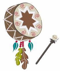 bird detailed machine embroidery - Native Drum perfect for decorative pillow covers