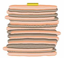 Stack of pancakes topped with a yellow butter pat and drizzled honey, in warm beige and peach hues, perfect for breakfast.