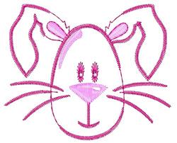 Cute pink bunny face with large floppy ears, delicate whiskers, perfect for playful Easter celebrations.