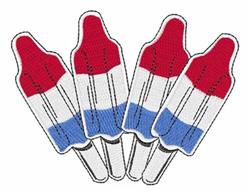 Playful popsicles in vibrant red, white, and blue stripes evoke a festive summer feel.