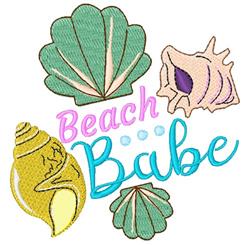 Shells Beach Babe - 5x7 babe detailed machine embroidery design for Birthday Banners