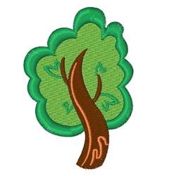 Cartoonish tree with vibrant green canopy and sturdy brown trunk; simple and lively design for kids.