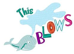 Playful whale blowing a colorful water splash with vibrant pink and blue tones, featuring the text 'This BLOWS'.