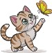Kitten with Butterfly Cartoon