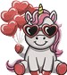 Unicorn with Heart Balloons Cute