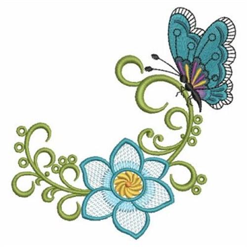 Teal Floral Butterfly
