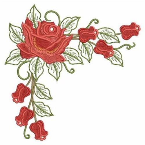 Free Red Rose Corner Embroidery Design