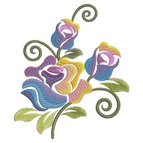 Multi Color Roses Embroidery Design