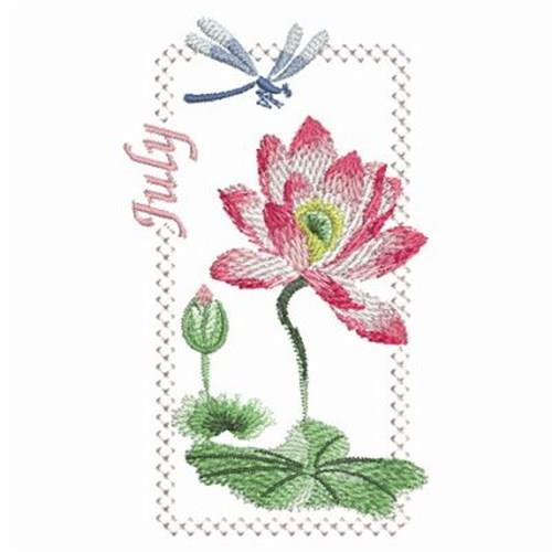 July Water Lilies Embroidery Design