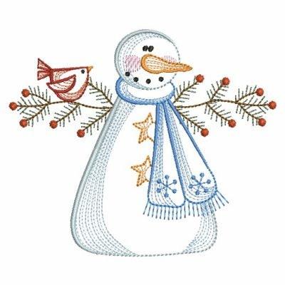 Sketched Snowmen Bundle - Instant Downloadable Machine Embroidery - Light  Fill Stitch