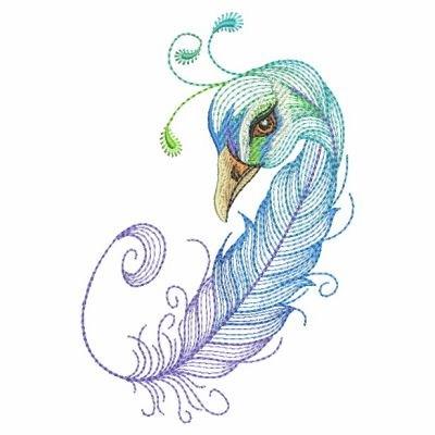 Textured Peacock Feather Embroidery Design