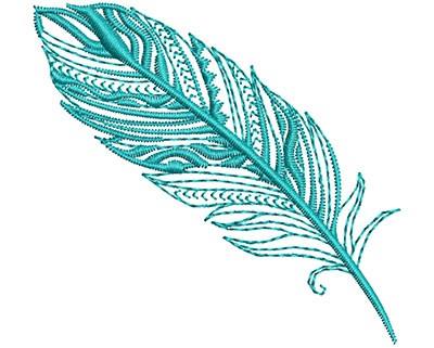 Turquoise Fancy Feather Embroidery Design