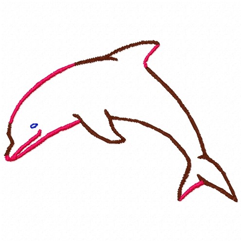 Dolphin Outline Embroidery Design 