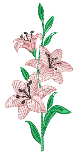 Sketched Lilies Embroidery Design