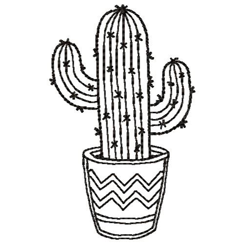 Hulpeloosheid gitaar Symfonie Southwestern Potted Cactus Embroidery Design | EmbroideryDesigns.com