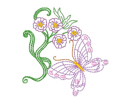 Floral butterfly embroidery