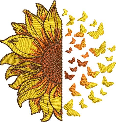 Sunflower Gnome Sketch Embroidery Design