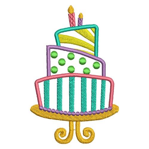 Applique birthday cake Royalty Free Vector Image