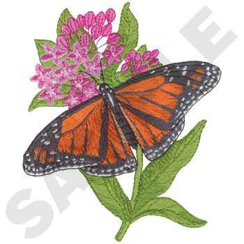 Save the Monarchs Stamp Embroidery Design on Natural Cotton Tea