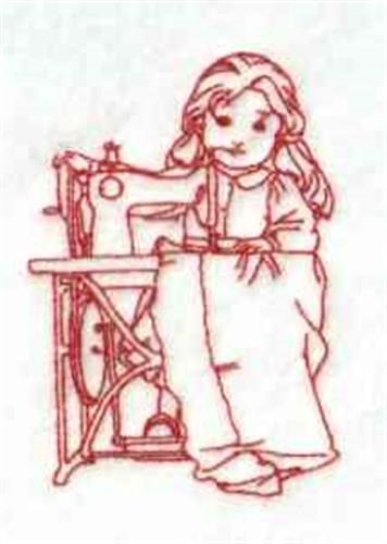 In The Hoop Embroidery - Sewing Kit 1 with Redwork Girl