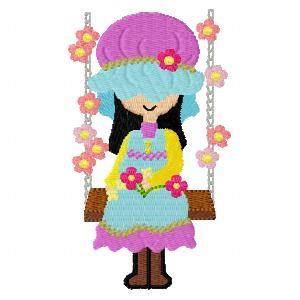 Flower swing Girl Embroidery Pattern