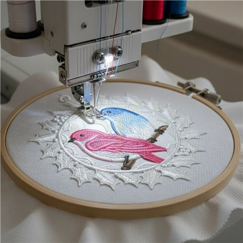 Lovebirds in Wreath