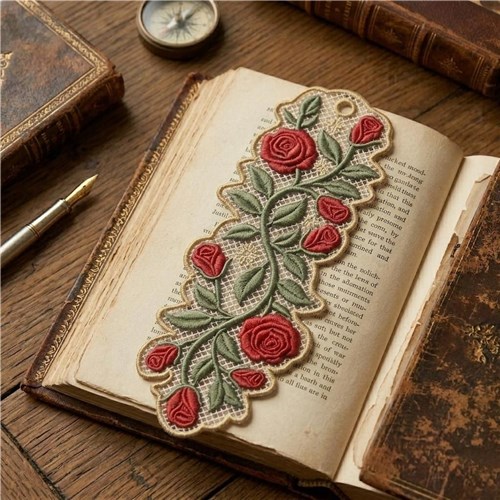 Floral Lace Bookmark Roses