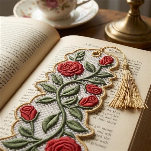 Floral Lace Bookmark Roses