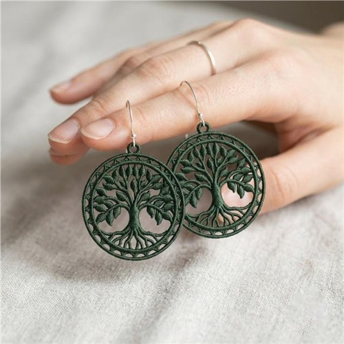 Tree of Life Earrings Green